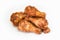 Fried chicken wings isolated on white background / Baked chicken wings BBQ wings crispy