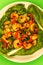 Fried Chinese Style Chilli Prawns On A Bed Of Steamed Pak Choi G