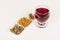 Fried crickets molitors locusts insects glass wine