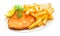 Fried crumbed veal escalope with French fries
