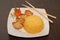 Fried dumplings and yellow rice