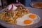 Fried Eegs and green chilaquiles