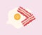 Fried egg and bacon for breakfast, healthy breakfast logo design. Classic Bacon and Eggs vector design and illustration.