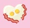 Fried egg and bacon in heart shape vector