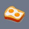 Fried egg with bread for breakfast, lunch. Meal with yolk. Top view. Vector cartoon design