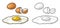 Fried egg and broken shell. Vintage color engraving illustration