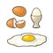 Fried egg and broken shell. Vintage color engraving illustration