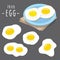 Fried egg food cook meal Protien healthy breakfast morning cartoon vector