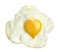 Fried egg with heart form yolk,