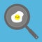 Fried egg on the pan icon. Cute cartoon character. Funny