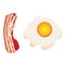 Fried Egg and Slices of Bacon isolated on white background.