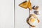 Fried egg on toast, snack, breakfast, white background