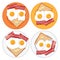 Fried eggs, bacon, bread and butter, vector
