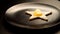 Fried eggs in a form of a star on a dish