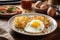 Fried eggs and hash browns ai generated