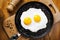 Fried eggs on a pan