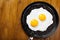 Fried eggs on a pan