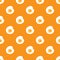 Fried eggs seamless pattern on orange