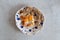 Fried eggs with sesame, served with sour dough toast