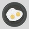 Fried eggs of two eggs on a plate icon of a flat style. cartoon kitchen breakfast. vector food elements illustration