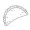 Fried empanadas in hand drawn doodle style. Traditional Colombian food. Latin American food vector illustration.