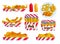 Fried fast food flat vector illustration set