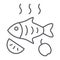 Fried fish thin line icon, food and sea, grilled fish sign, vector graphics, a linear pattern on a white background.