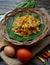 Fried Flat Rice Noodle or Char Kway Teow or Kwetiaw Goreng or Kwetiau Goreng or Kuey Teow, traditional food from indonesia.