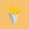 Fried French fries in cone paper cone bag vector illustration
