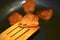 Fried golden chicken nuggets in breadcrumbs close-up