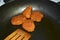 Fried golden chicken nuggets in breadcrumbs close-up