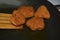 Fried golden chicken nuggets in breadcrumbs close-up