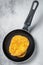 Fried Hash brown potato, hashbrown fritters in a skillet. White background. Top view