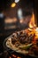 Fried lula kebab on dark background. Generative AI