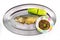 Fried mackerel with cucumber and Nam Prik on the long aluminium