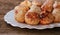 Fried meat ball, delicious meat cutlets on rustic dark table