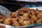 Fried meat ball, delicious meat cutlets on table, street food