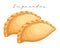 Fried meat pies, Empanadas, Latin American cuisine. National cuisine of Argentina. Food illustration vector