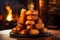 Fried Mozzarella Sticks On Stone Blurred Background Rustic Pub