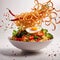 Fried noodles, asian spicy couisine