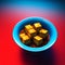 Fried Paneer Tikka in Bowl With soup colour Themed Background AI Generative