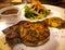 Fried pork chop Steak ,Potato and vegetable salad