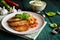 Fried pork fillets with steamed vegetable