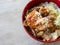 Fried Pork with sweet sauce on top of rice bowl - Japanese style