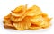 Fried Potato Chip Isolated on White Background, Generative Ai