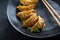 Fried potstickers with green onions