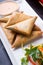 Fried prepared samosas