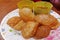 Fried puff-pastry balls or Crisp spheres eaten. Bangladeshi street food.