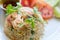 Fried Rice Shrimp is placed on a plate, Appetizing.