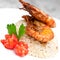 Fried rice with tiger prawns